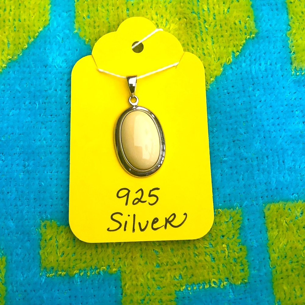 Sterling Silver and Cream Pendant